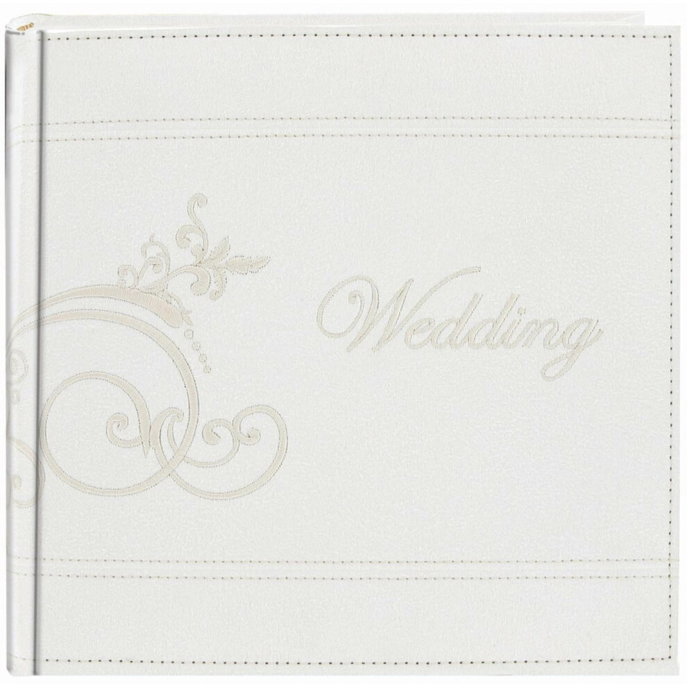 Pioneer Embroidered Scroll Leatherette Photo Album 8"X8"  -White