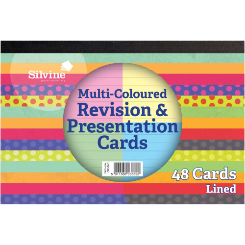Silvine Revision & Presentation Cards 6"X4" 48/Pkg-Multi-Coloured, Lined
