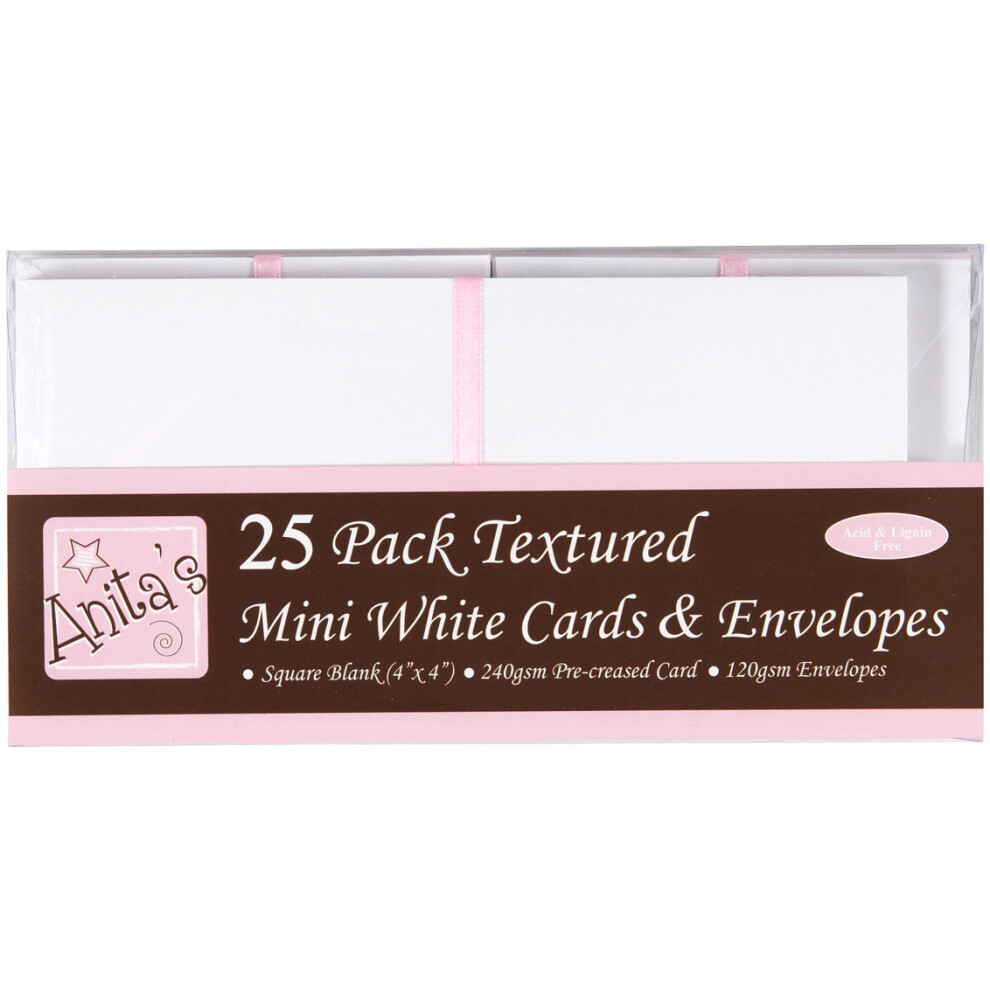 Anita's Mini Textured Cards W/Envelopes 4"X4" 25/Pkg-White