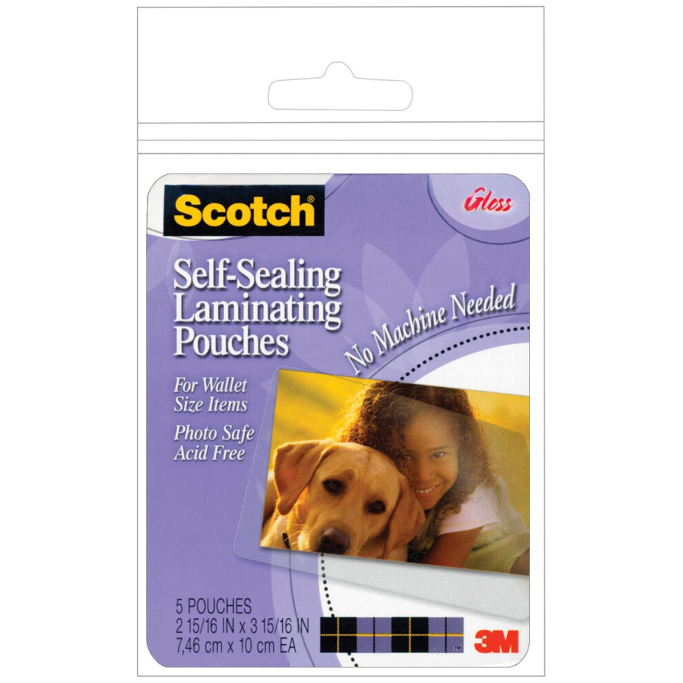 Scotch Self-Sealing Laminating Pouches 5/Pkg-2"X3