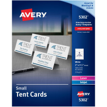 Cartes de Table Imprimables Avery avec Technologie Sure Feed, 2" x 3.5", Blanches, 160 Cartes Vides