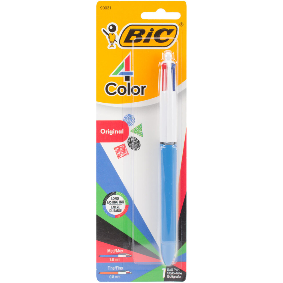 BIC 4-Color Retractable Ballpoint Pen-Black, Blue, Red & Green