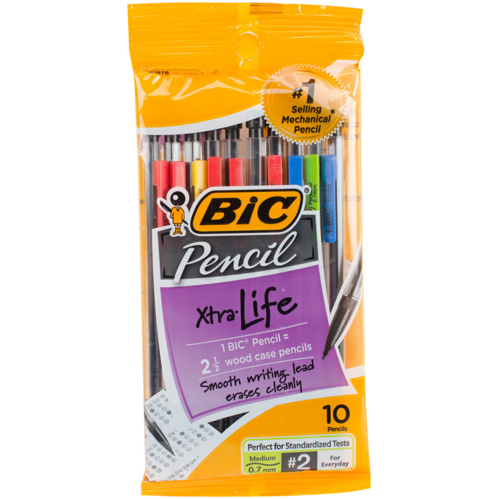 BIC Xtra Life Mechanical Pencils 10/Pkg-Clear Barrels