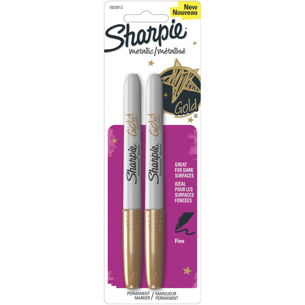 Sharpie Metallic Fine Point Permanent Markers 2/Pkg-Gold