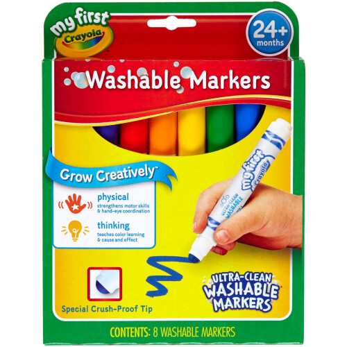 Crayola Crayola My First Ultra-Clean Washable Markers-Bold Colors, Rounded Broad Tip 8/Pkg
