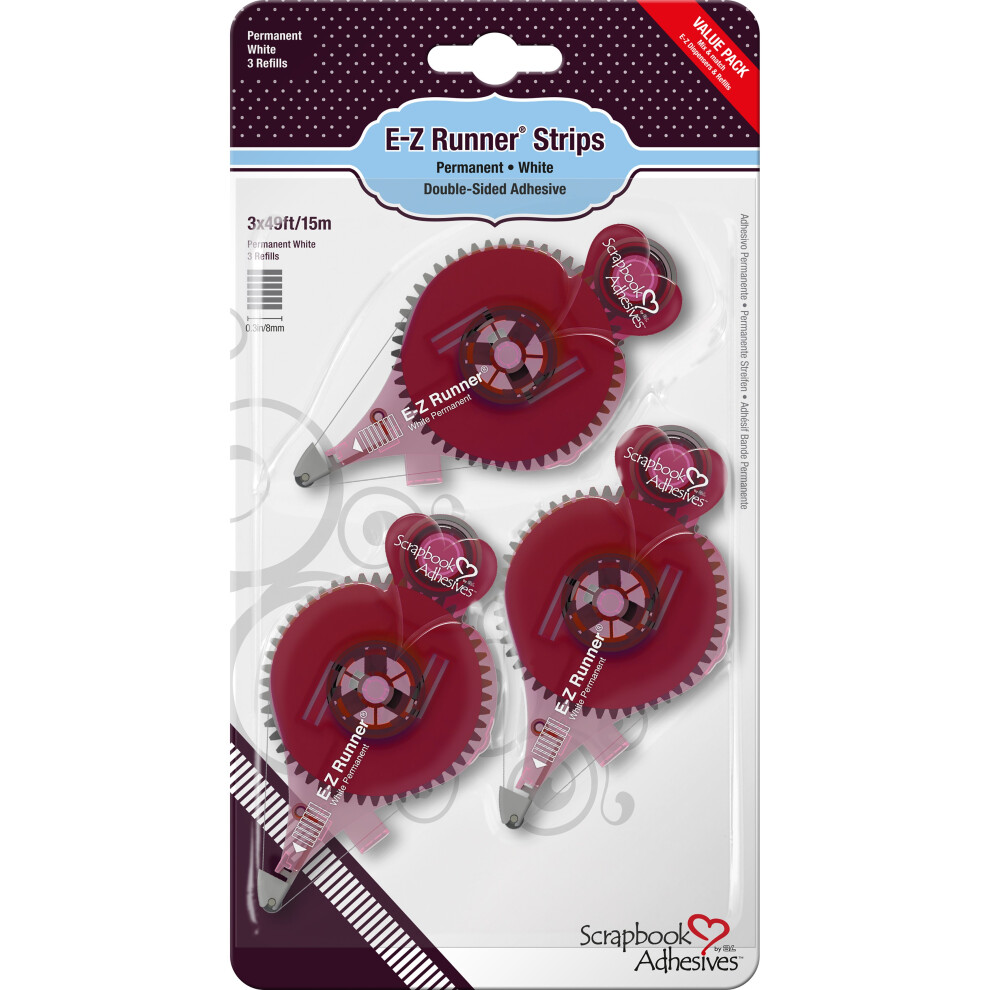 Scrapbook Adhesives E-Z Runner Strips Value Pack 3/Pkg-Permanent, .3"X49', Total 147'