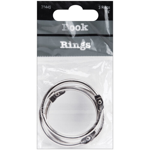 Book Rings 1.5" 3/Pkg-Silver