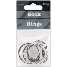 Book Rings 1" 4/Pkg-Silver