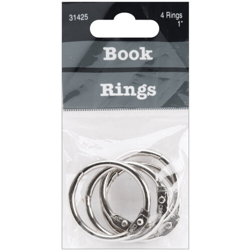 Book Rings 1" 4/Pkg-Silver