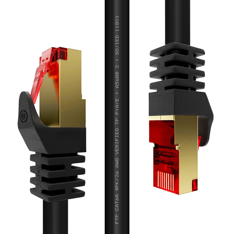 Black Network Cable 5m CAT6a FTP Ethernet Gigabit LAN Network Cable (RJ45)