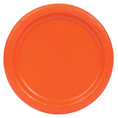 23cm Orange Party Plates, Pack of 16
