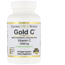 California Gold Nutrition, Gold C, USP stupeň vitamín C, 1,000 mg, 60 Veggie kapsúľ