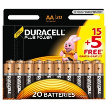 Duracell MN1500 Plus Power AA Size Batteries, 20 Batteries