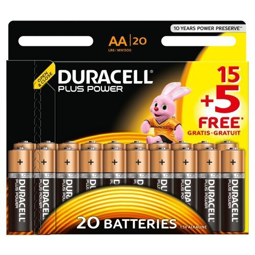 Duracell Duracell MN1500 Plus Power AA Size Batteries, 20 Batteries