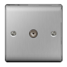 NEXUS METAL BRUSHED STEEL SINGLE SOCKET FOR TV OR FM CO-AXIAL AERIAL CONNECTION