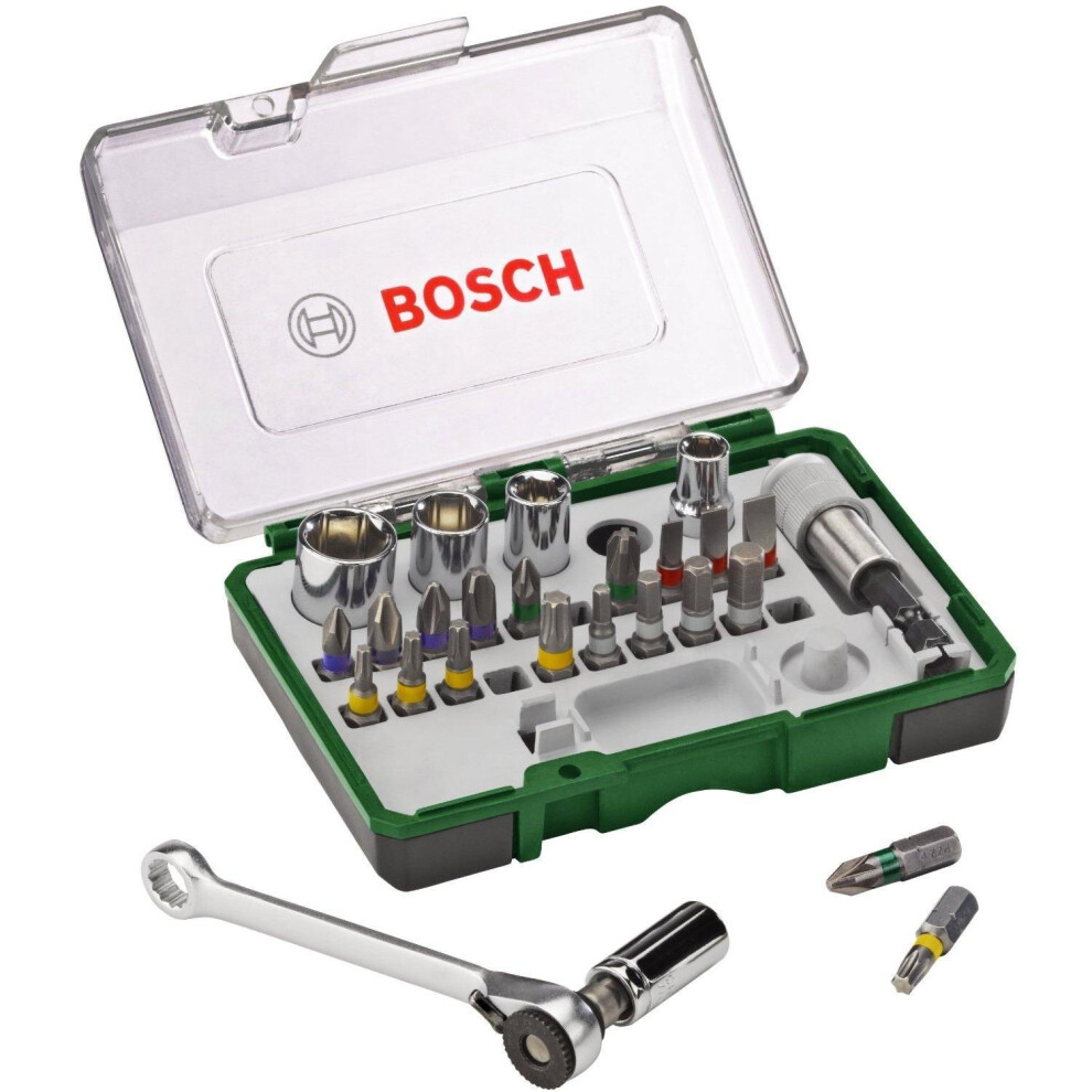 Bosch 2607017160 Screwdriving Set With Mini Ratchet (27 Pieces)