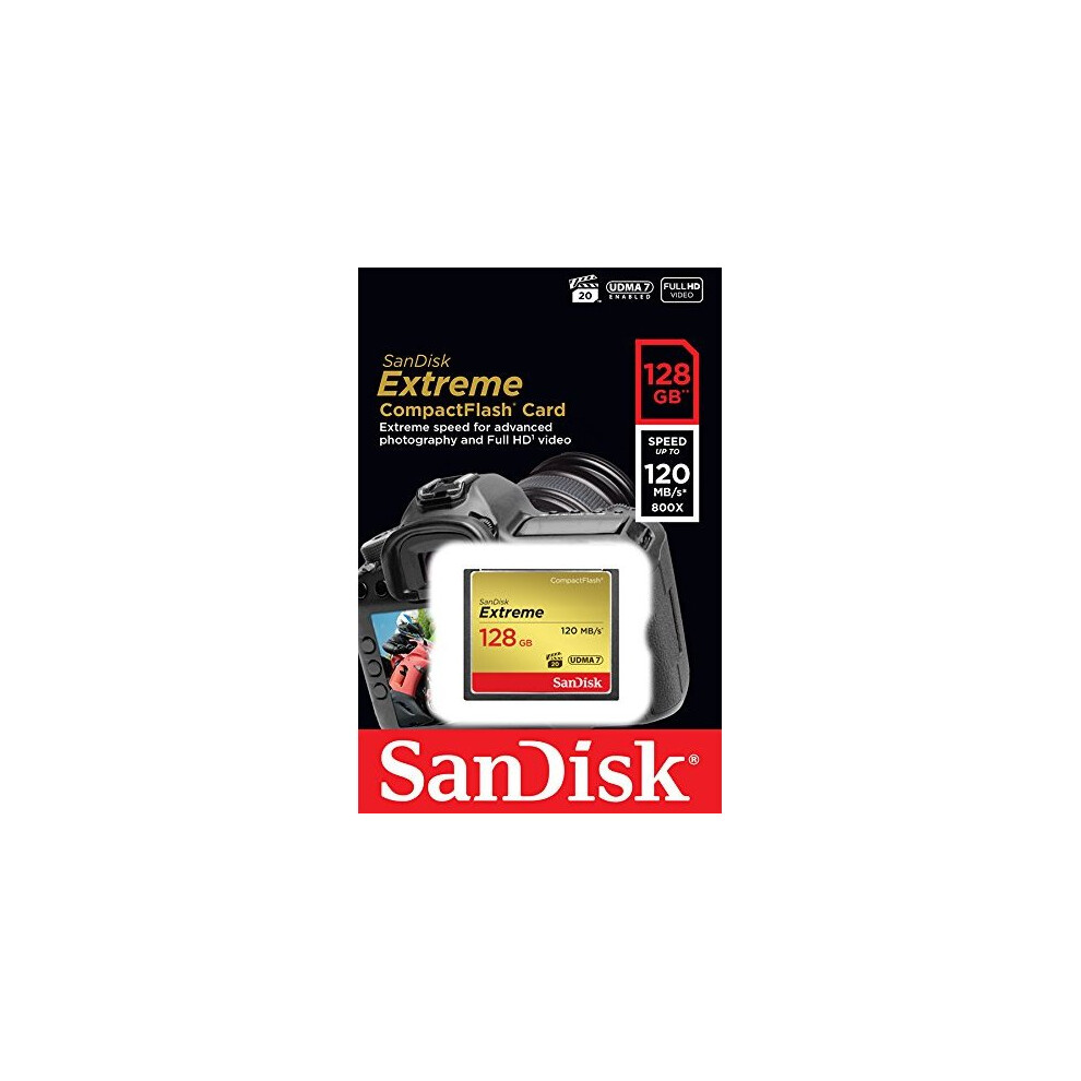 SanDisk Extreme 128 GB UDMA7 CompactFlash Card - Black/Gold