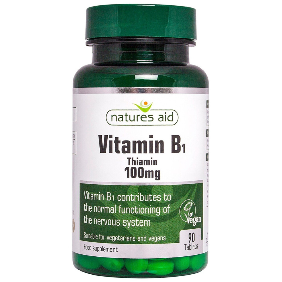 Natures Aid Vitamin B1 Thiamin, 100 mg, 90 Tablets