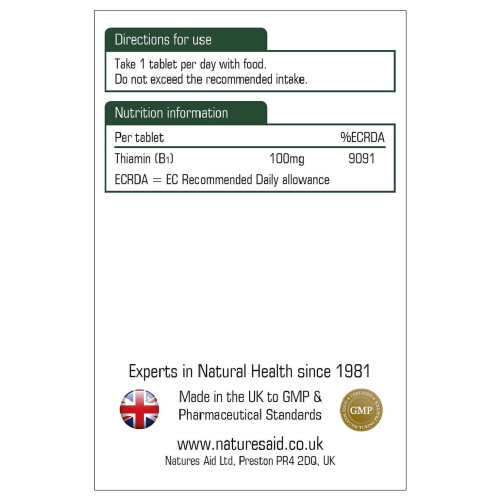 Natures Aid Natures Aid Vitamin B1 Thiamin, 100 mg, 90 Tablets 1