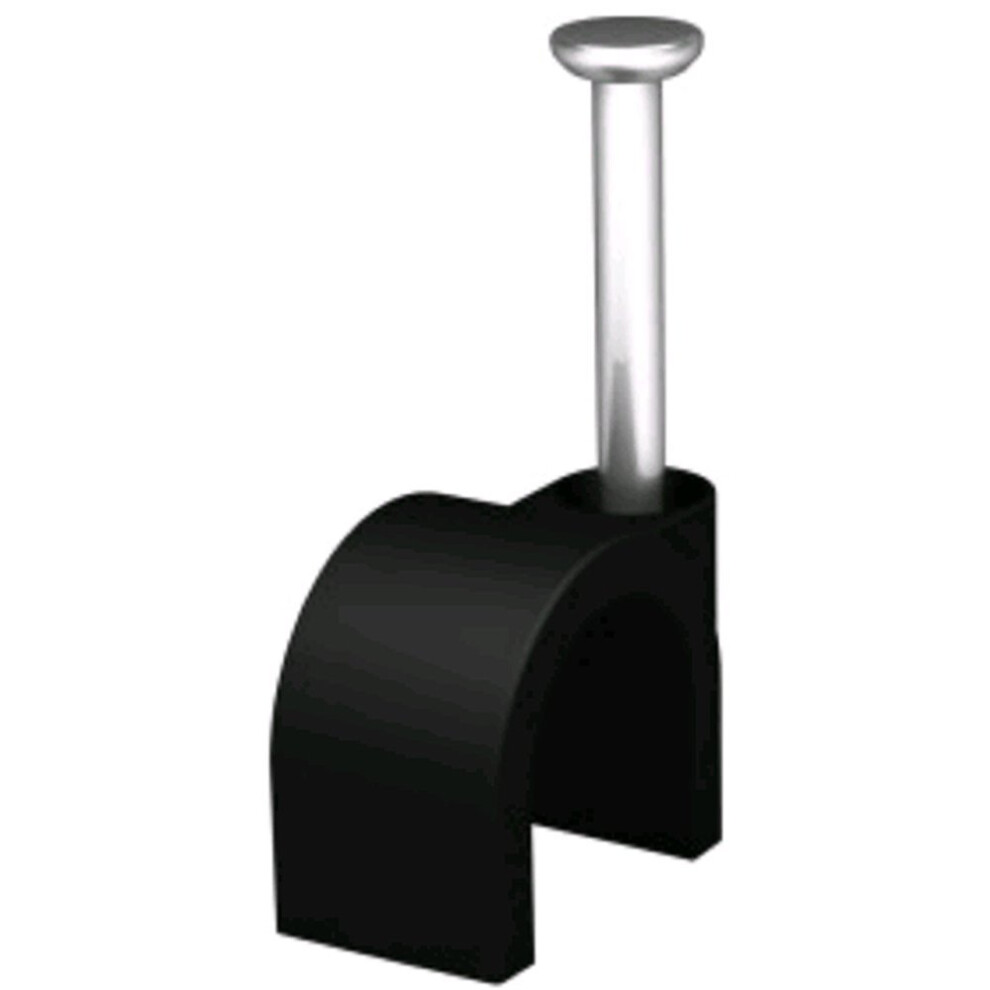 kenable Black 100 x 7mm Round Cable Clips Secure Fastenings Cables Boxed