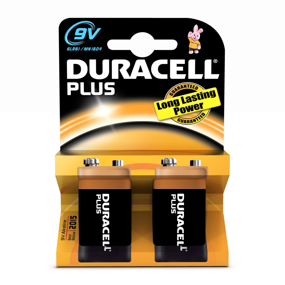 Duracell Plus MN1604 Alkaline 9 V Battery - 2-Pack