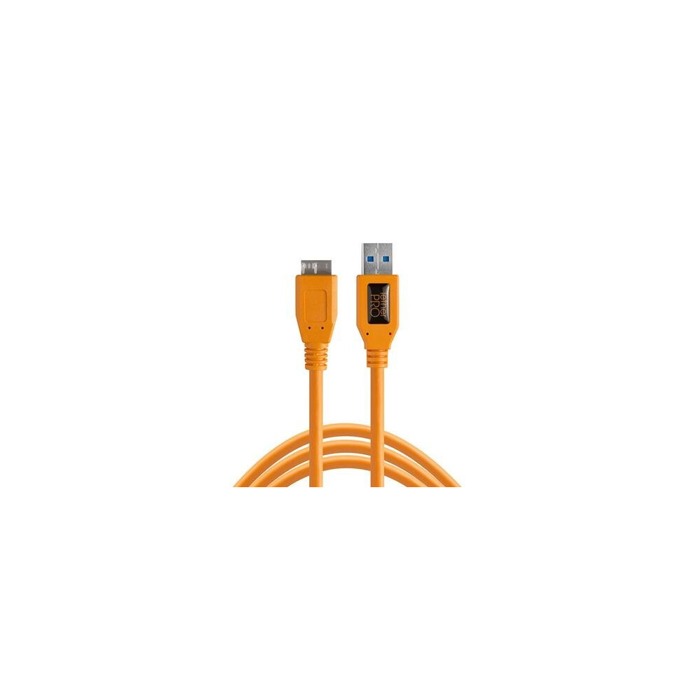 Tetherpro Usb 3.0 Superspeed Micro-B Cable, 15 Feet, High-Visibility Orange 818307010147