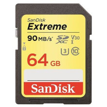 SanDisk Extreme SDXC Memory Card up to 90 MB/s, Class 10, U3, V30, FFP - 64GB