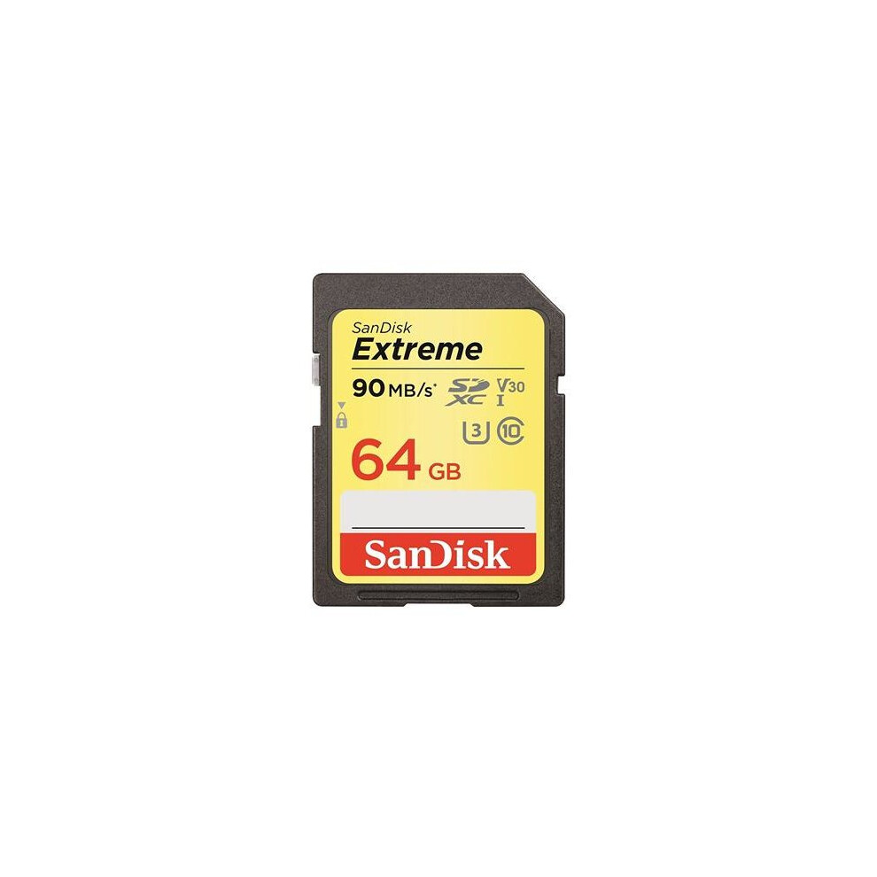 SanDisk Extreme SDXC Memory Card up to 90 MB/s, Class 10, U3, V30, FFP - 64GB