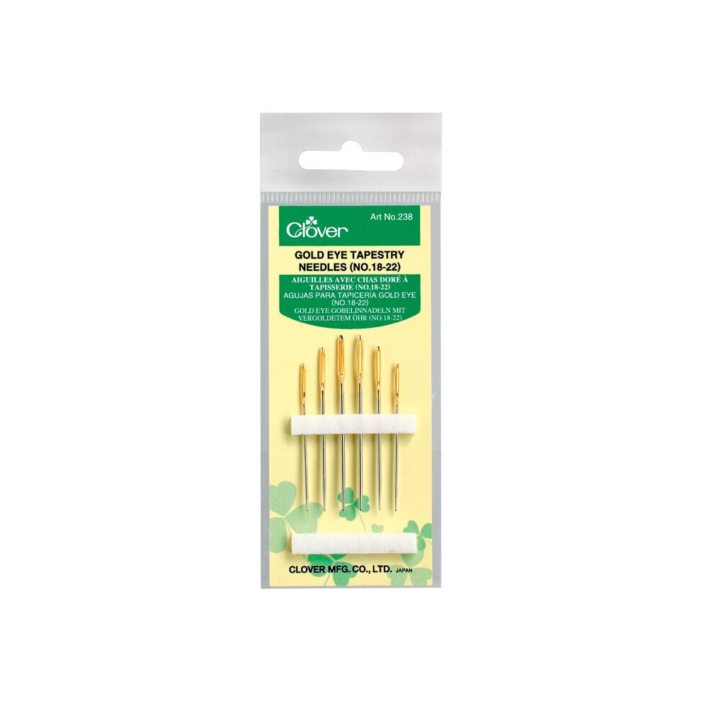 Clover Gold Eye Tapestry Needles-Size 18/22 6/Pkg