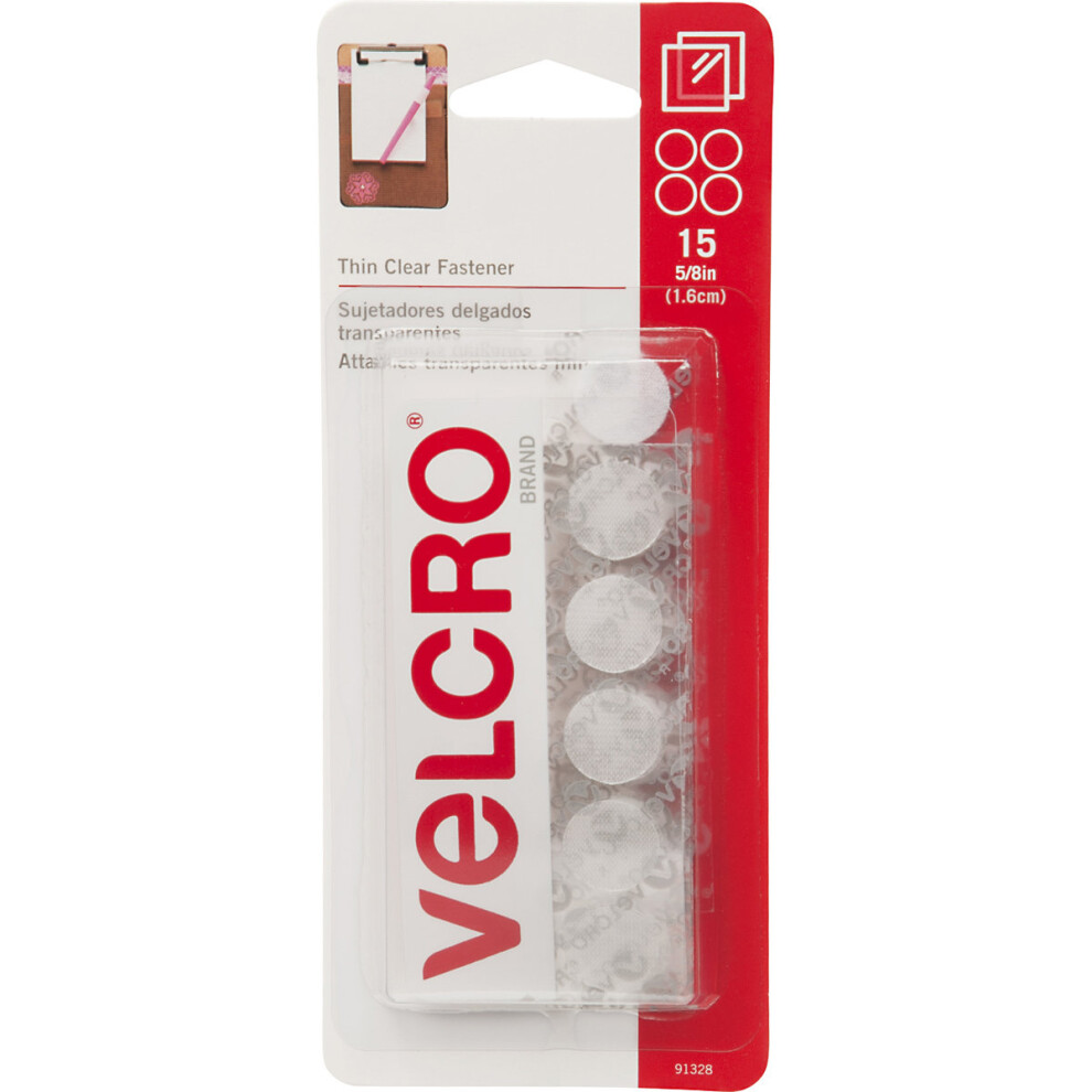 VELCRO(R) Brand Thin Fasteners Coins .625" 15/Pkg-Clear