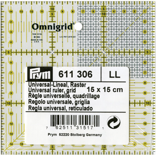 Omnigrid Metric Ruler W/Grid 15cmX15cm-