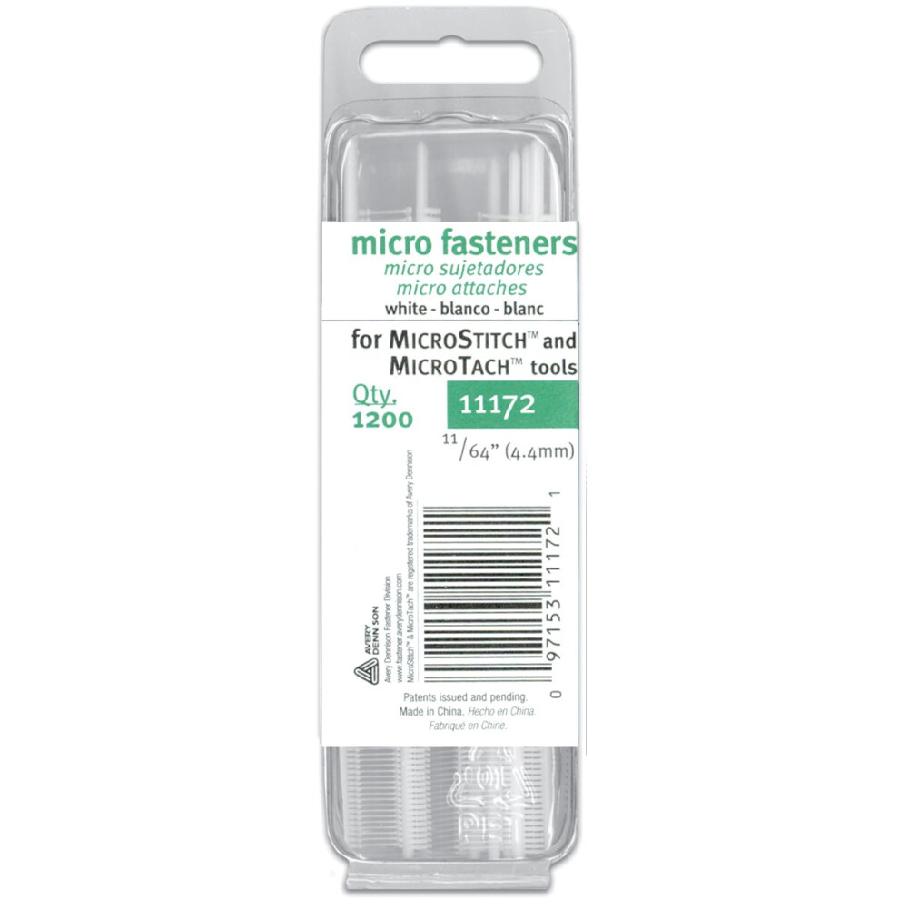Avery Fasteners Micro Stitch Fastener Refills 4.4Mm-White 1,200/Pkg 097153111721