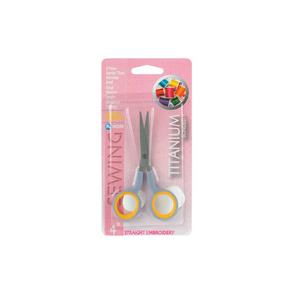Acme Westcott Titanium Straight Embroidery Scissors 4"