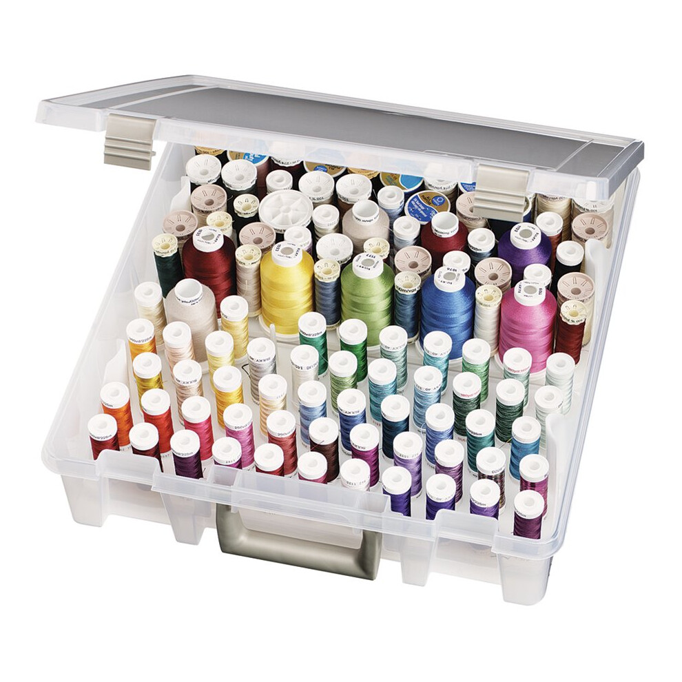 ArtBin Super Satchel Box W/Removable Thread Trays-15"X14"X3.5" Translucent