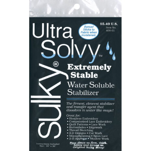 Sulky Ultra Solvy Water-Soluble Stabilizer-19.5"X36"