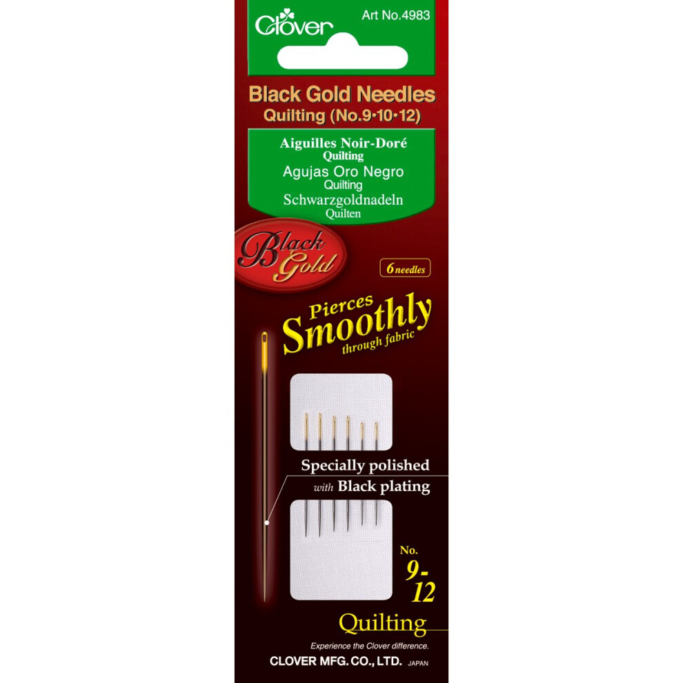 Clover Black Gold Quilting Needles-Size 9/12 6/Pkg