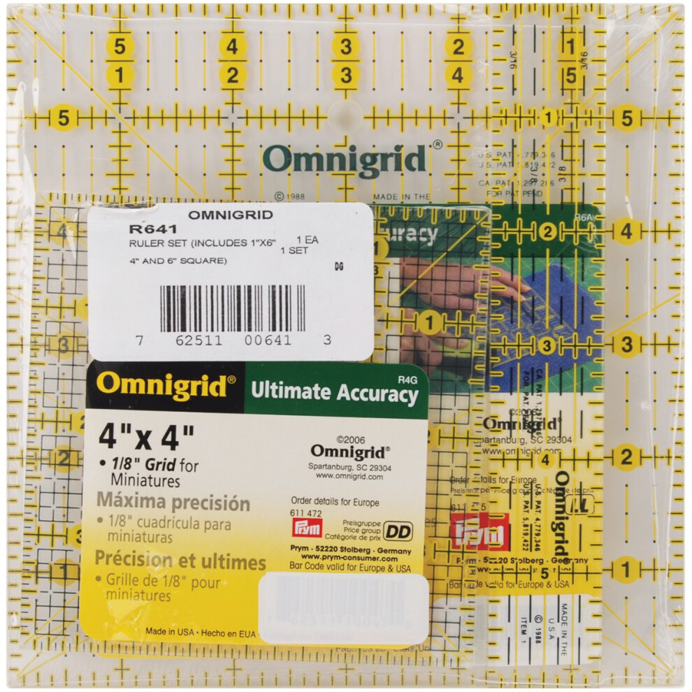 Omnigrid Ruler Set 3/Pkg-4", 6" & 1"X6