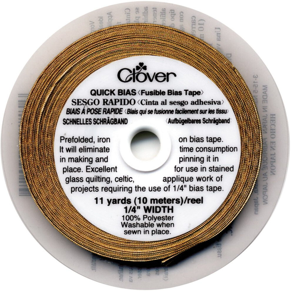 Clover Quick Bias Fusible Bias Tape 1/4""X11yd-Gold Lame'