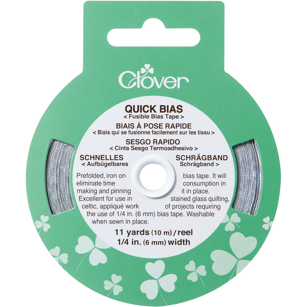 Clover Quick Bias Fusible Bias Tape 1/4"X11yd-Silver