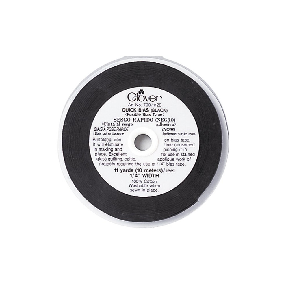 Clover Quick Bias Fusible Bias Tape 1/4"X11yd-Black