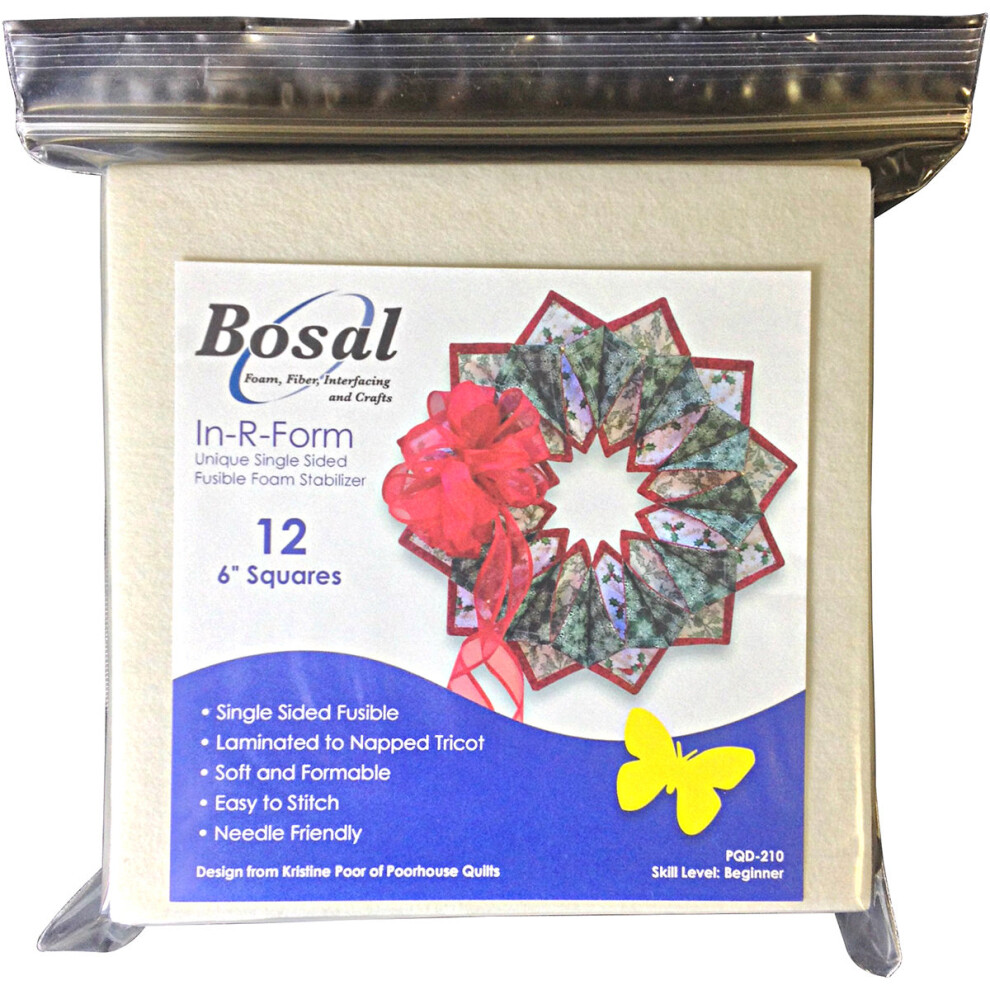 Bosal In-R-Foam Single-Sided Fusible Foam Stabilizer-6"X6" 12/Pkg