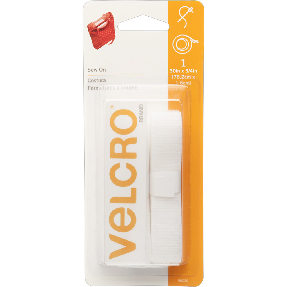 VELCRO(R) Brand Sew-On Tape .75"X30"-White 90030