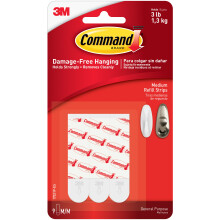 Command Medium Refill Strips 9/Pkg-White