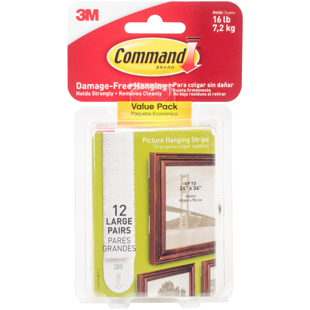 Command Large Picture Hanging Strips-White 12 Sets/Pkg