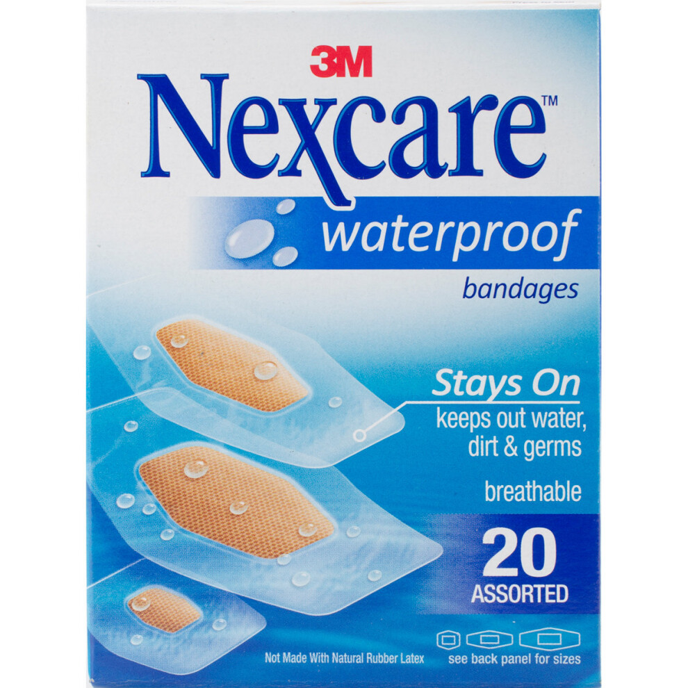 Nexcare Waterproof Bandages 20/Pkg-Assorted Sizes