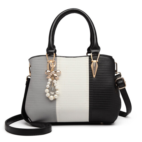 Miss Lulu (Black) Miss Lulu Women's Striped Colour Block Bag 1