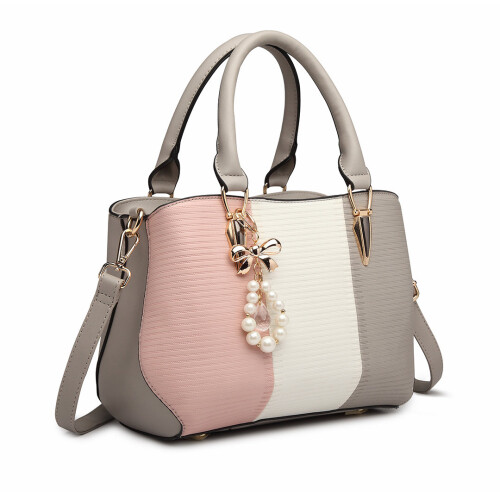 Miss Lulu (Grey) Miss Lulu Women's Striped Colour Block Bag