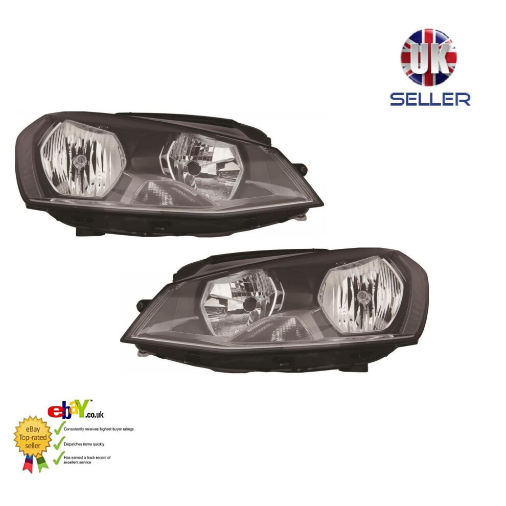 Volkswagen Golf Mk7 Estate 10/2012-> Headlights Headlamps 1 Pair O/S & N/S Black 5057795043946