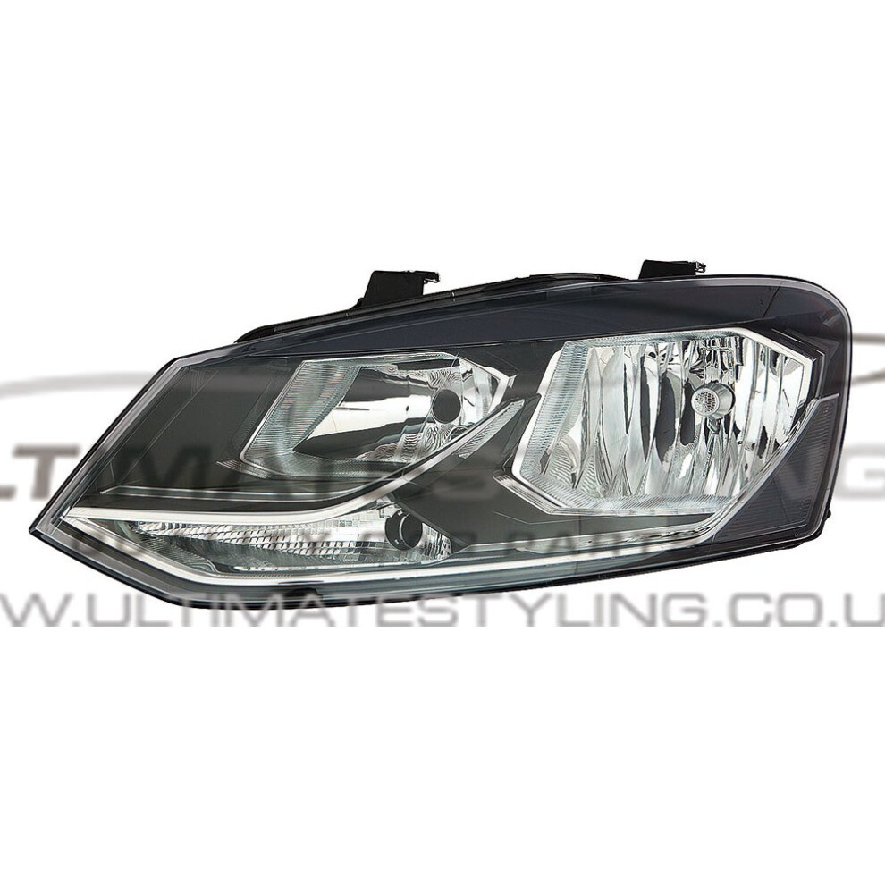 Vw Polo Mk5 6R Hatchback 4/2014-> Headlight Headlamp Passenger Side N/S Black 5057795044042