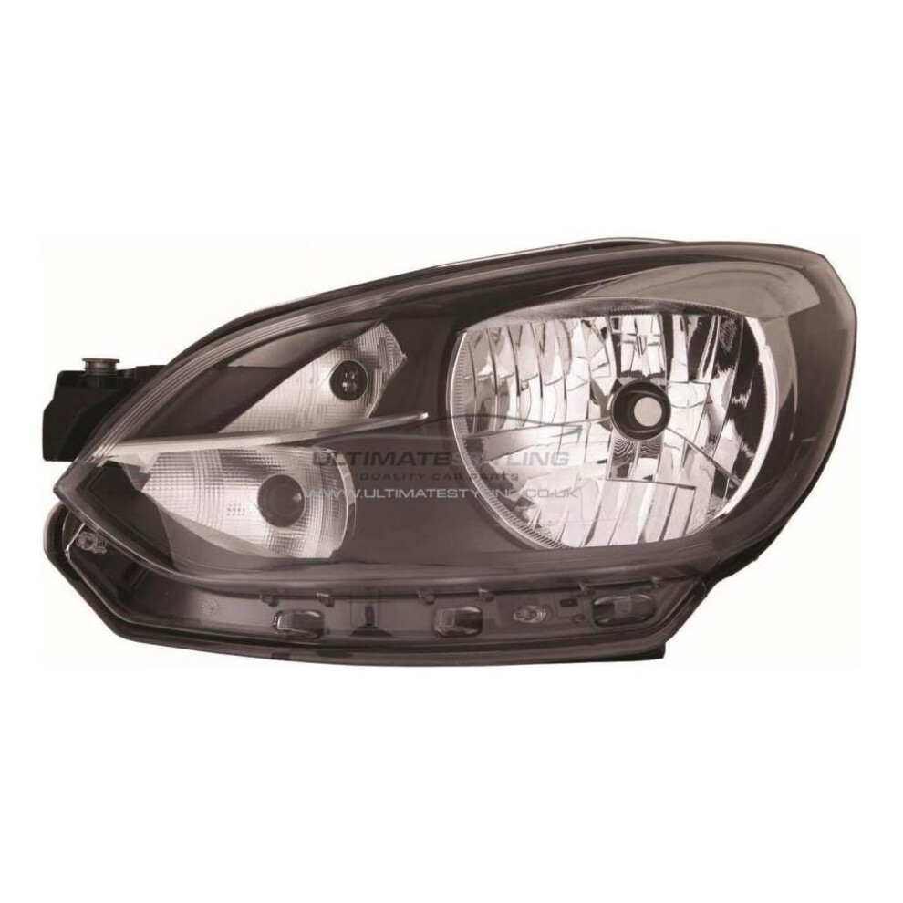 Vw Up Hatchback 2012-12/2016 Surround Headlight Headlamp Passenger Side Black 5057795041614